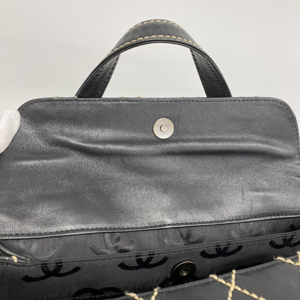 CHANEL Black Leather Wild Stitch Handbag 21x30x10cm Gold Hardware - Picture 8 of 12